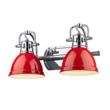 Golden 3602-BA2 CH-RD - Yep by Golden Lighting Duncan 2-light Vanity in Chrome and Red shade